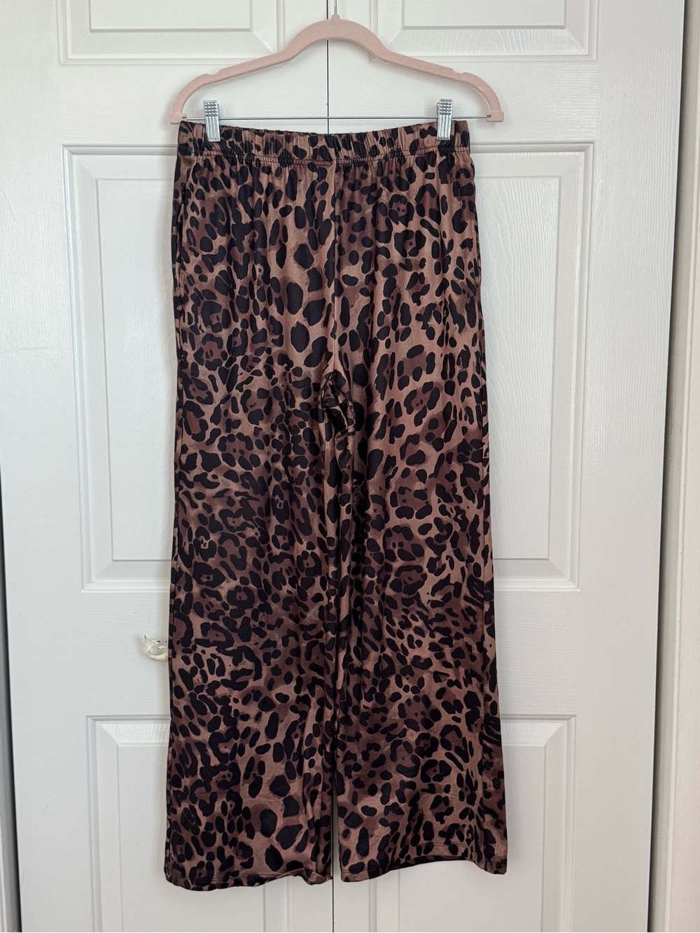 Leopard Print High Waisted Wide-Leg Lounge Pants -